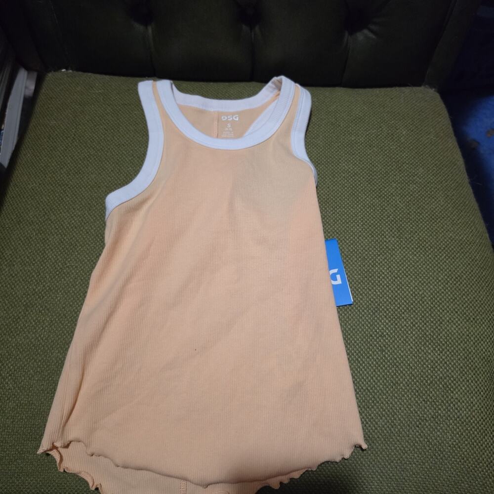 DSG Girls Small Cotton Rib Tank Peach NWT